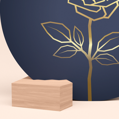 mooie ronde wenskaart roos blauw met duurzame kaarthouder  