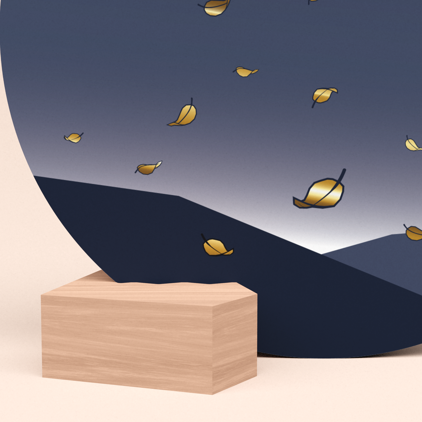 mooie ronde wenskaart vallende blaadjes met duurzame kaarthouder  