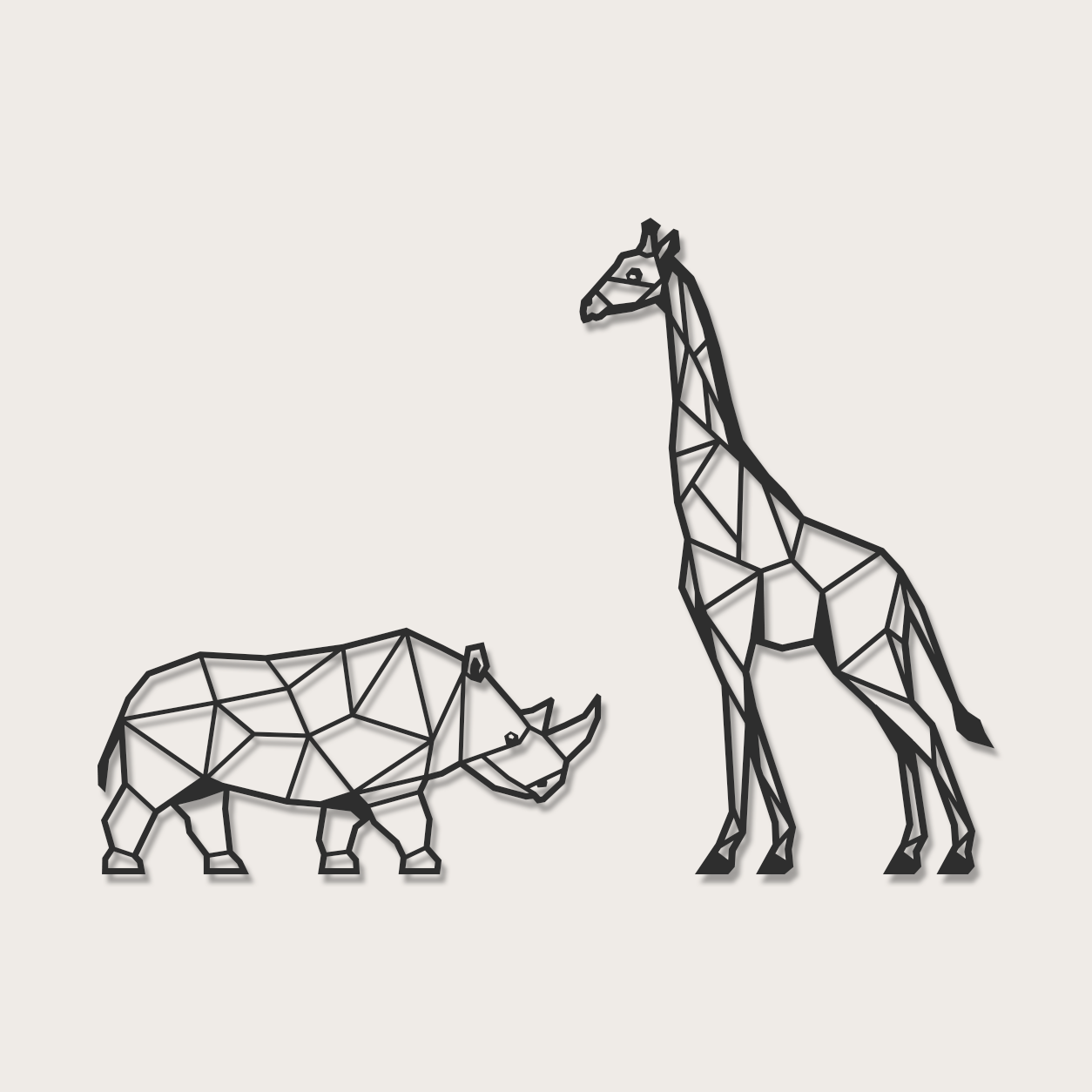 3D Wanddecoratie Neushoorn zwart