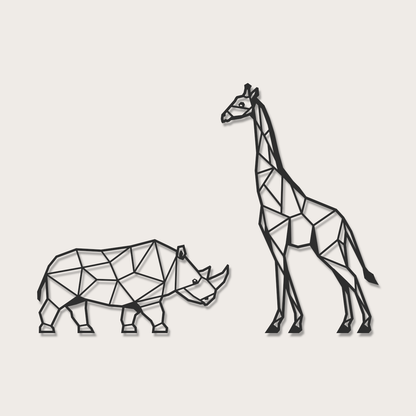 3D Wanddecoratie Neushoorn zwart