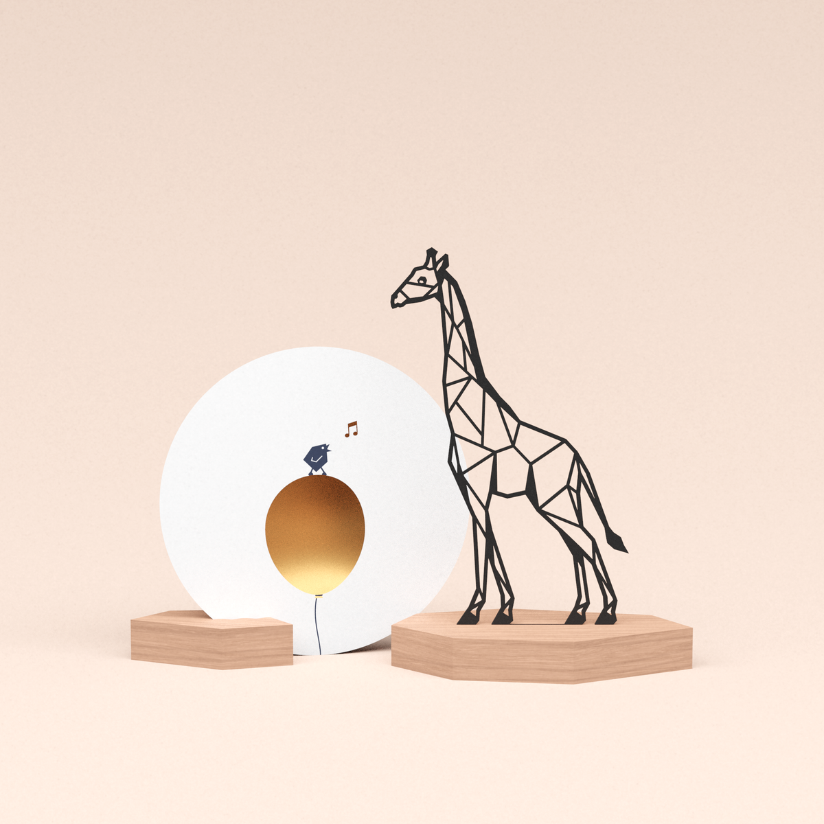 luxe cadeau kaartstandaard met giraf illustratie en ronde kaart tjiep hoera