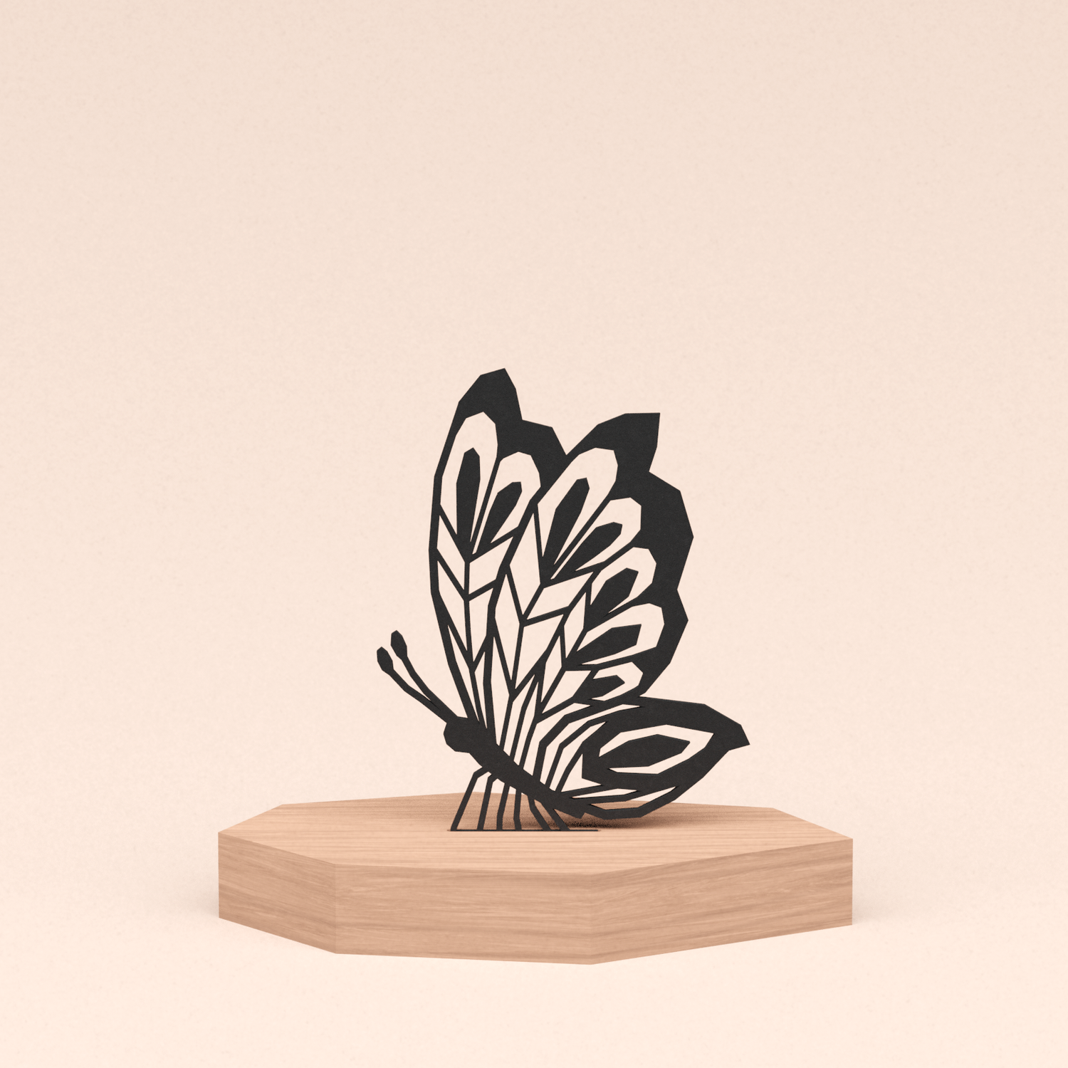 geometrische design illustratie vlinder in kersenhouten standaard  