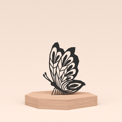 geometrische design illustratie vlinder in kersenhouten standaard  