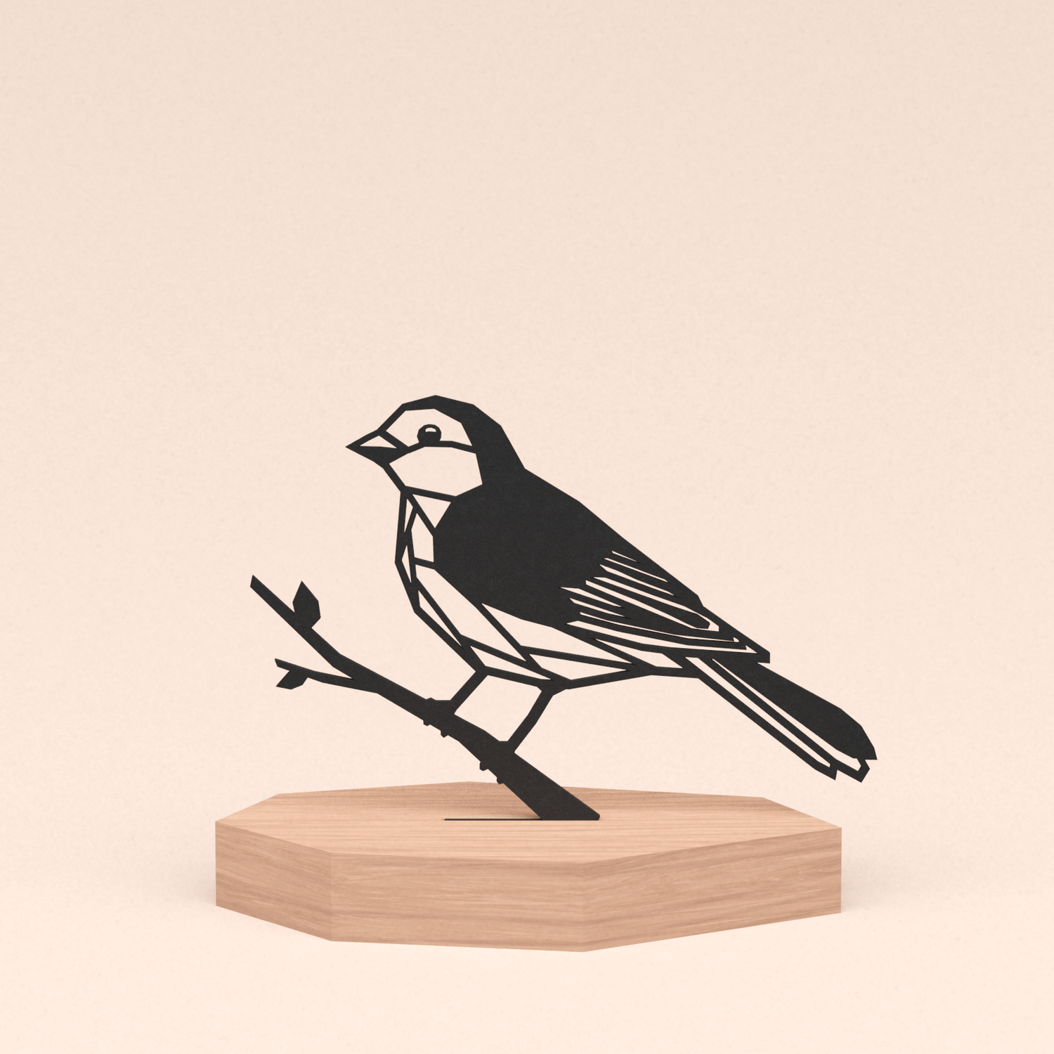 geometrische design illustratie mus in kersenhouten standaard  