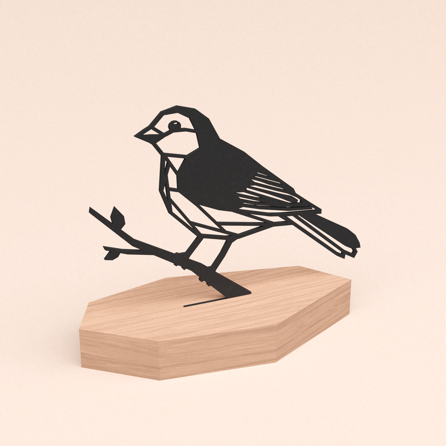 polygone design illustratie mus in kersenhouten standaard  