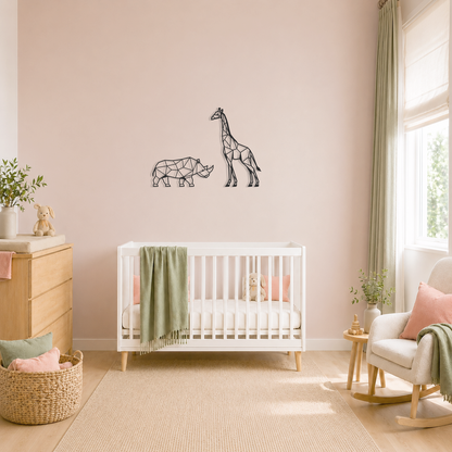 Wanddecoratie Neushoorn zwart