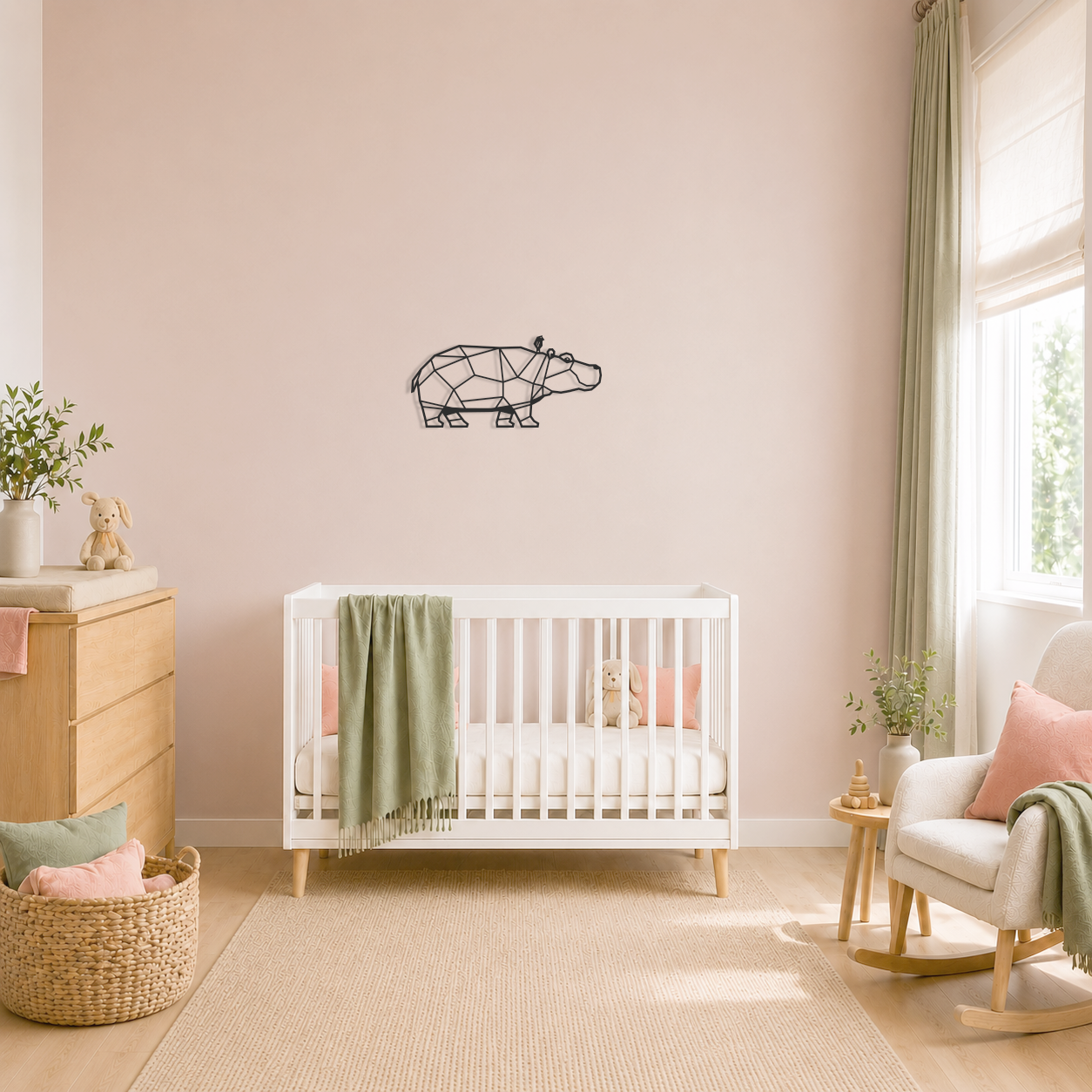 Wanddecoratie Nijlpaard zwart