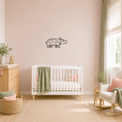 Wanddecoratie Nijlpaard zwart