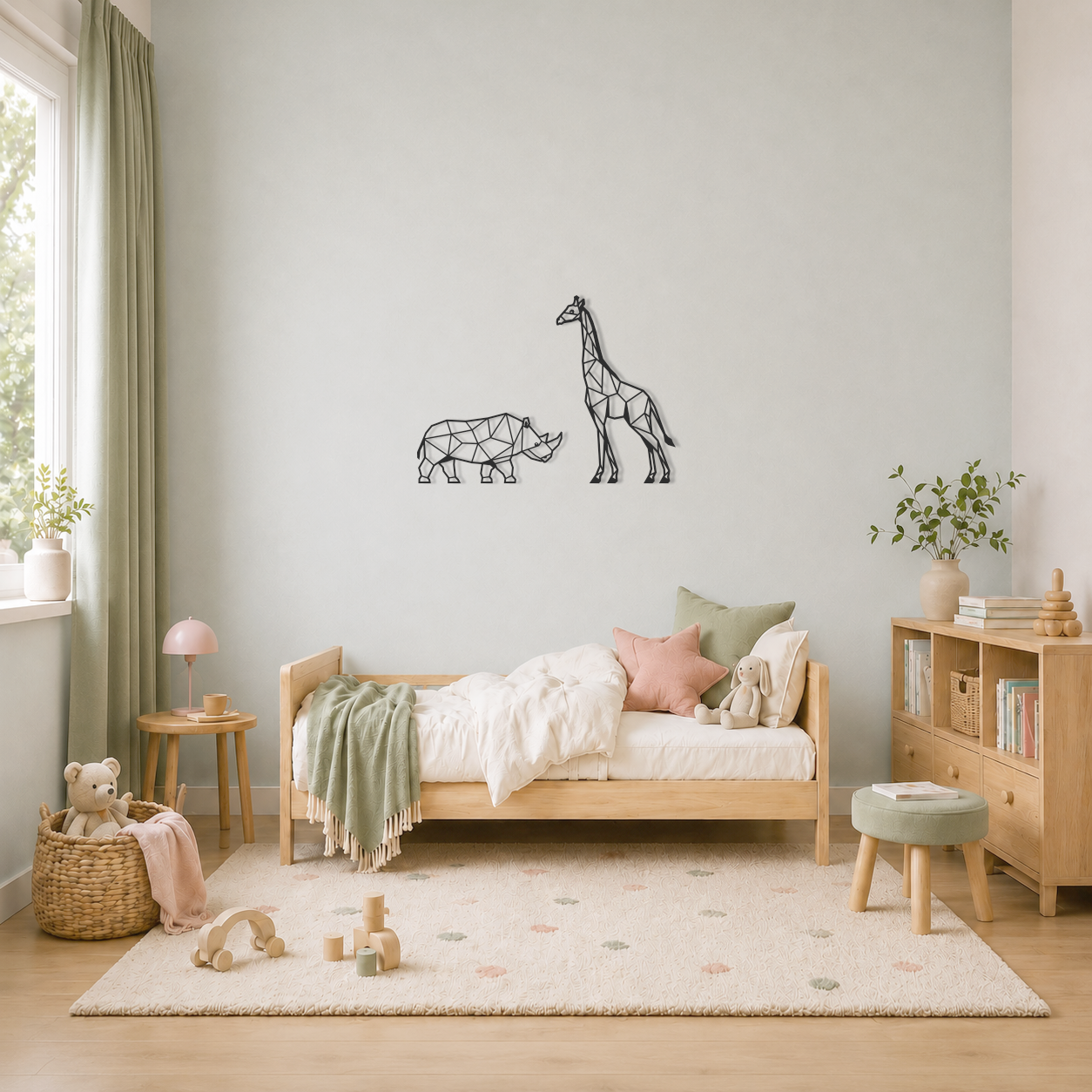 Wanddecoratie Neushoorn zwart