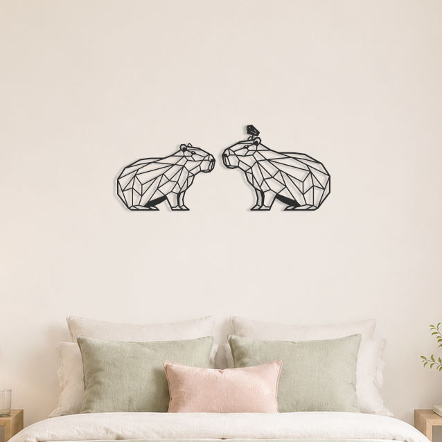 3D Wanddecoratie capibara / capybara zwart