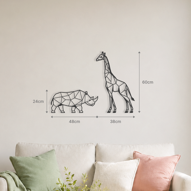 Wanddecoratie Neushoorn zwart