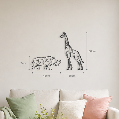 Wanddecoratie Neushoorn zwart