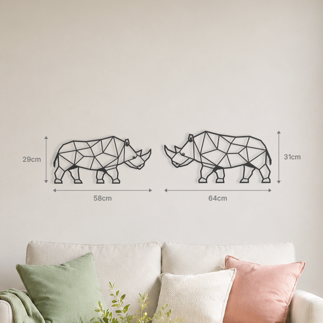 Wanddecoratie Neushoorn zwart