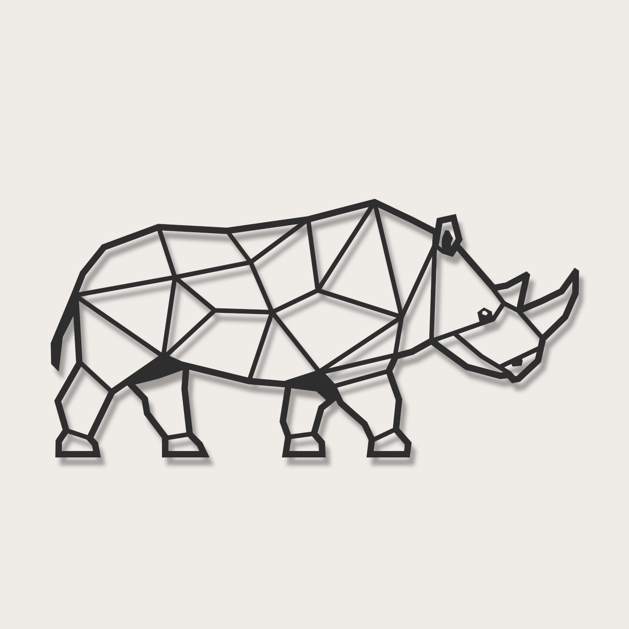3D Wanddecoratie Neushoorn zwart