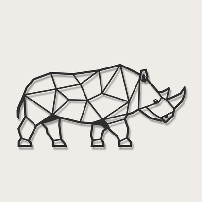 3D Wanddecoratie Neushoorn zwart