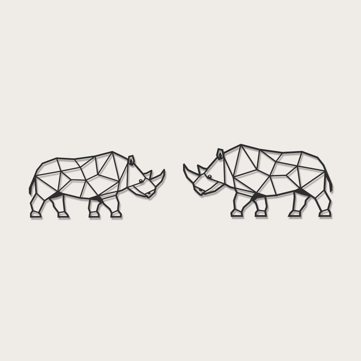 3D Wanddecoratie Neushoorn zwart