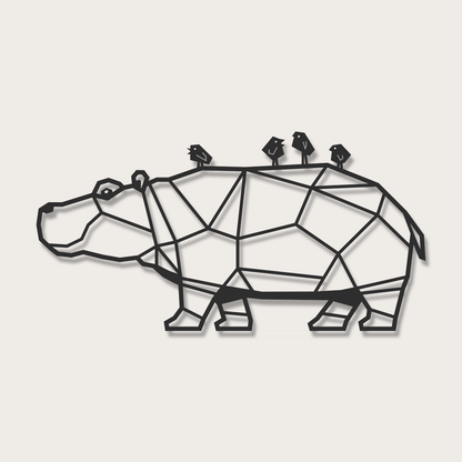 3D Wanddecoratie Nijlpaard zwart