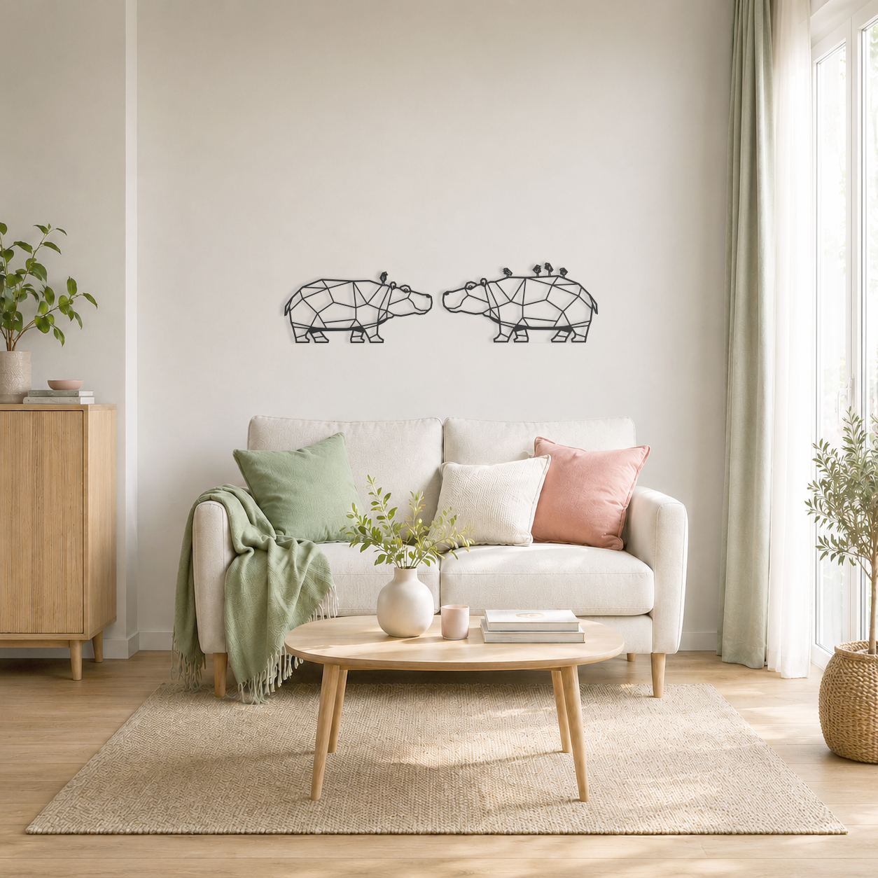 Wanddecoratie Nijlpaard zwart