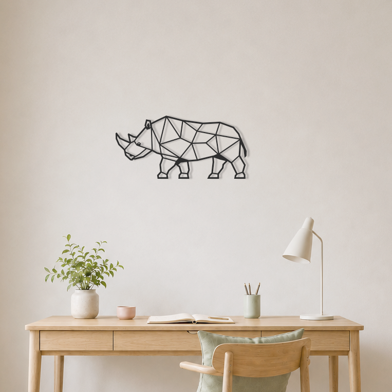 Wanddecoratie Neushoorn zwart