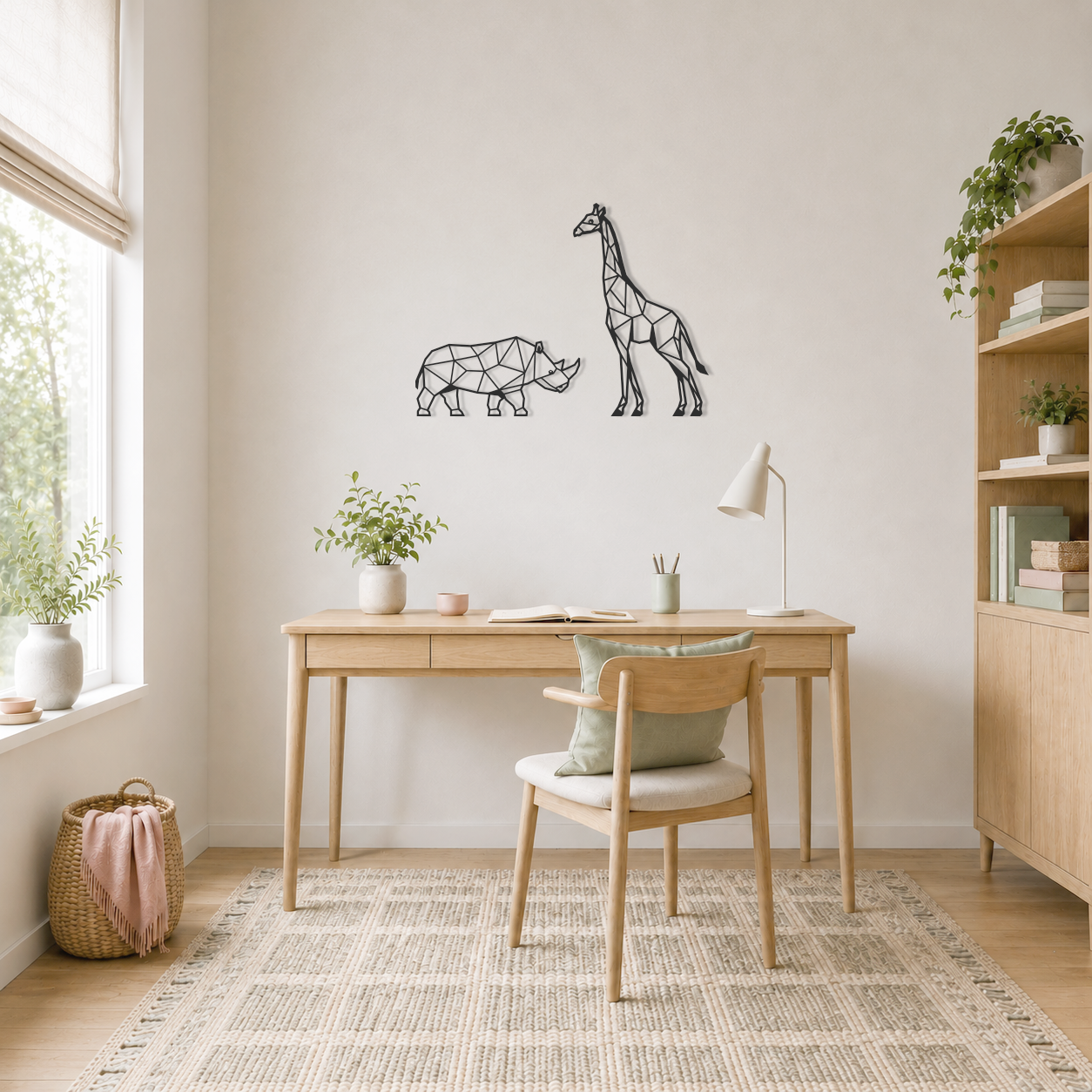 Wanddecoratie Neushoorn zwart