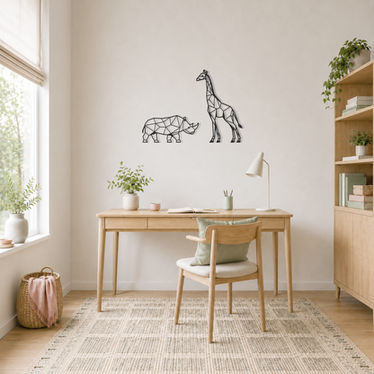 Wanddecoratie Neushoorn zwart