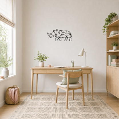 Wanddecoratie Neushoorn zwart