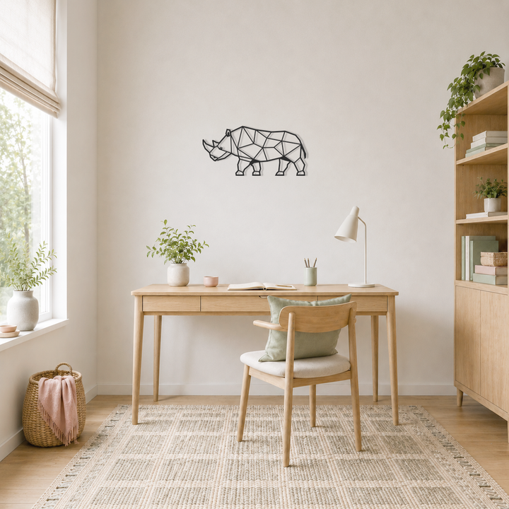 Wanddecoratie Neushoorn zwart
