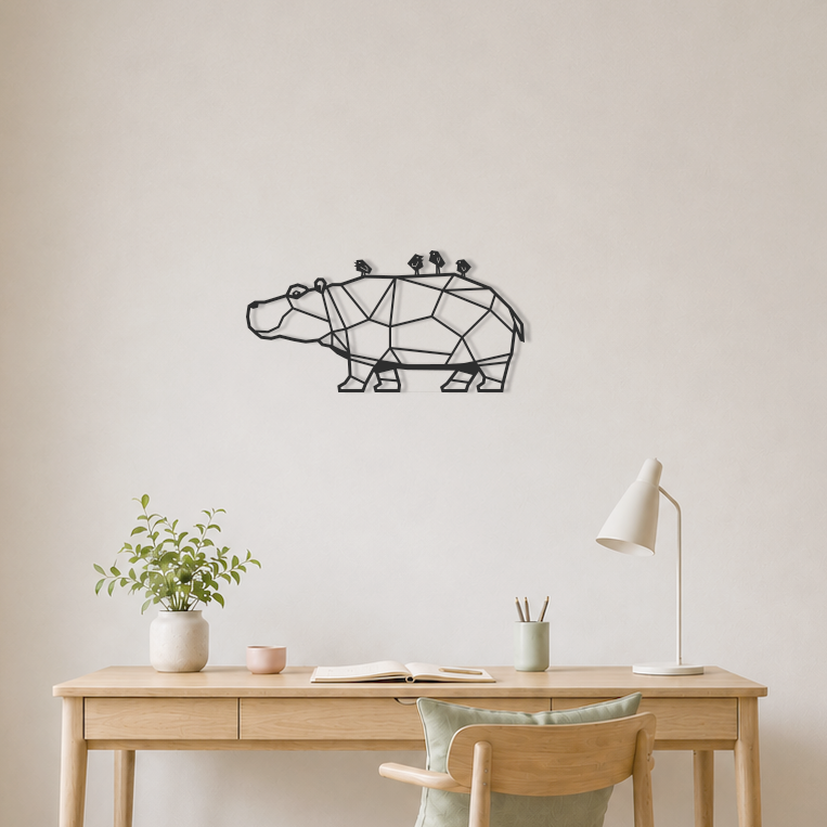 Wanddecoratie Nijlpaard zwart