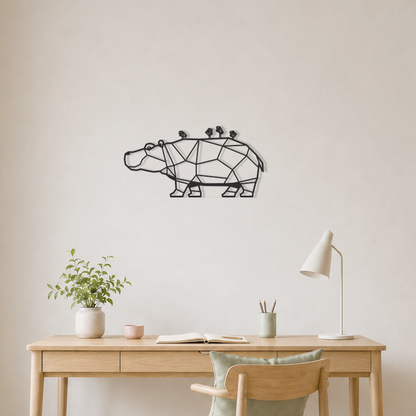 Wanddecoratie Nijlpaard zwart