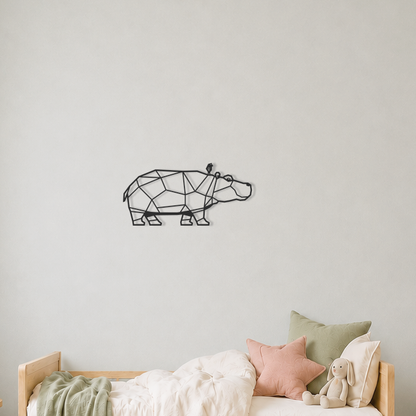 Wanddecoratie Nijlpaard zwart