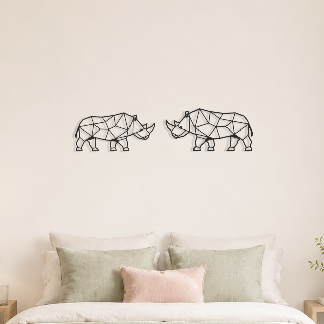 Wanddecoratie Neushoorn zwart
