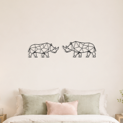Wanddecoratie Neushoorn zwart