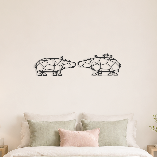 Wanddecoratie Nijlpaard zwart