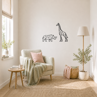 Wanddecoratie Neushoorn zwart