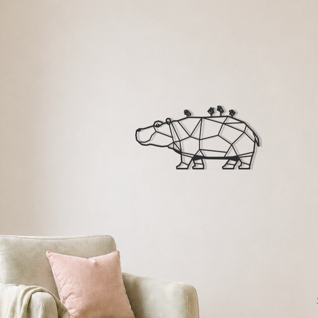 Wanddecoratie Nijlpaard zwart