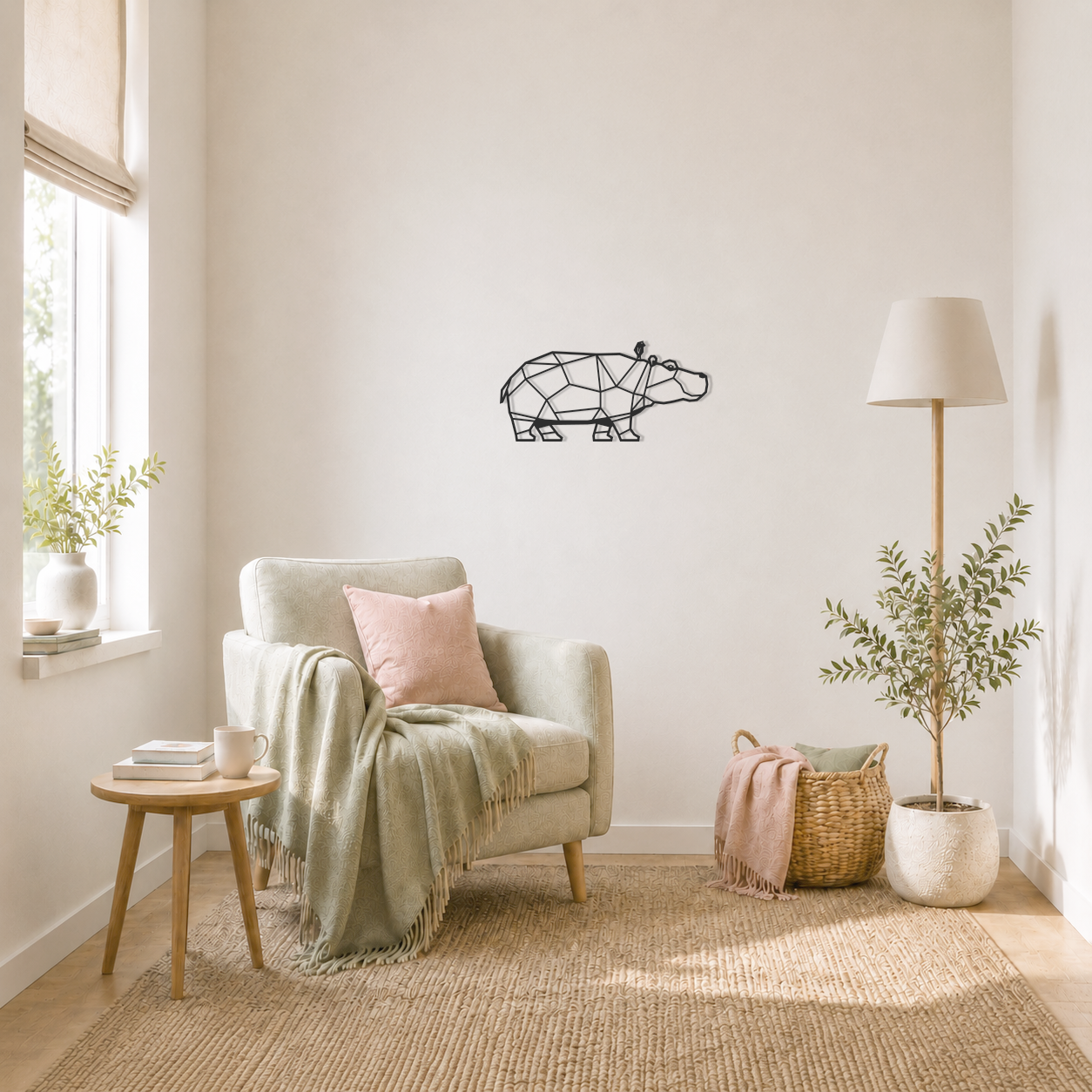 Wanddecoratie Nijlpaard zwart