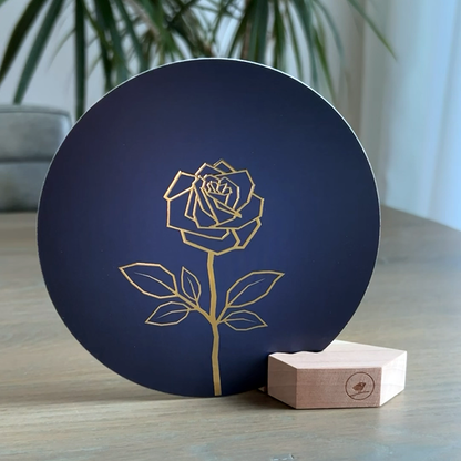 Roos (blauw) kaart met houten kaarthouder